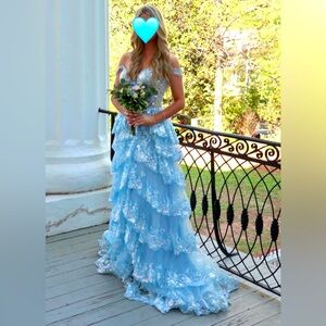Sherri Hill Prom Dress - Style 55500 - Sky Blue -Size 6 (fits closer to size 4)